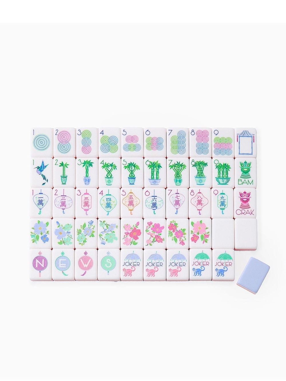 Oh My Mahjong Luminaire Tile Set - Pastel Floral Mahjong Tiles
